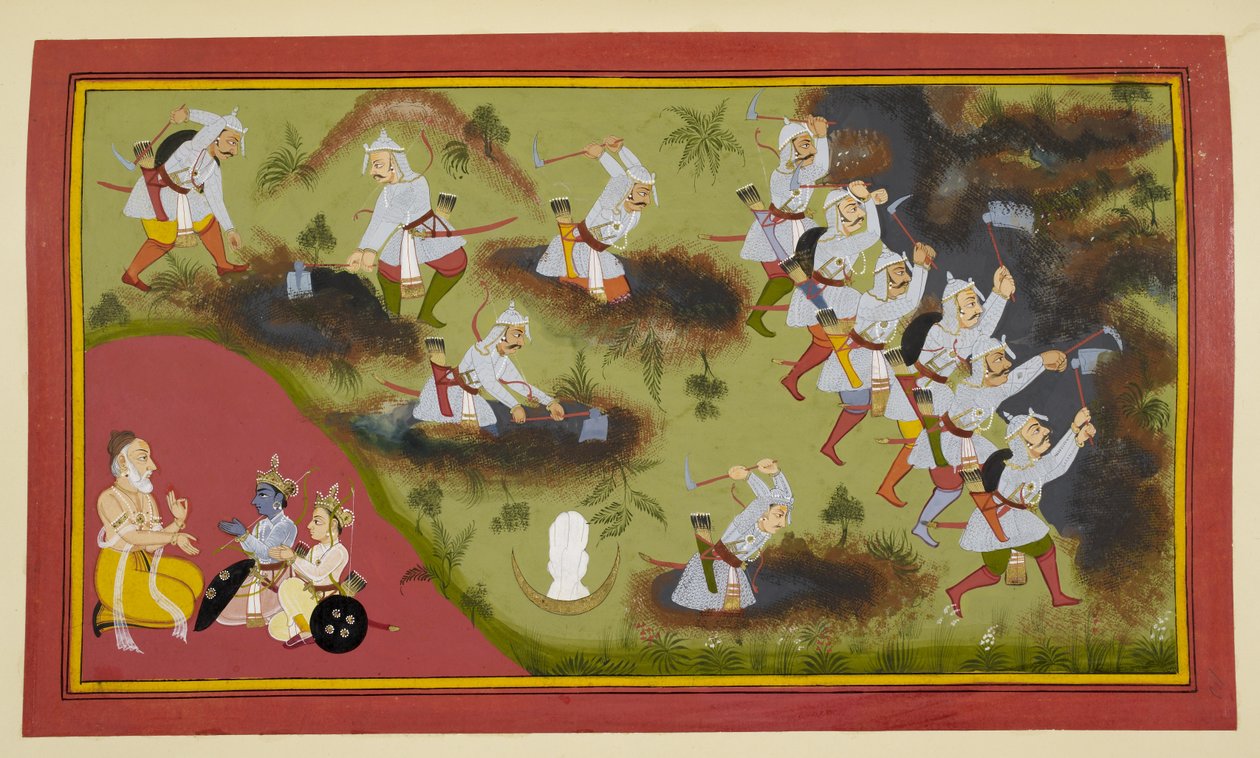 Die sechzigtausend Söhne von Sagara graben die Erde auf der Suche nach dem Opferschwein von Indian School