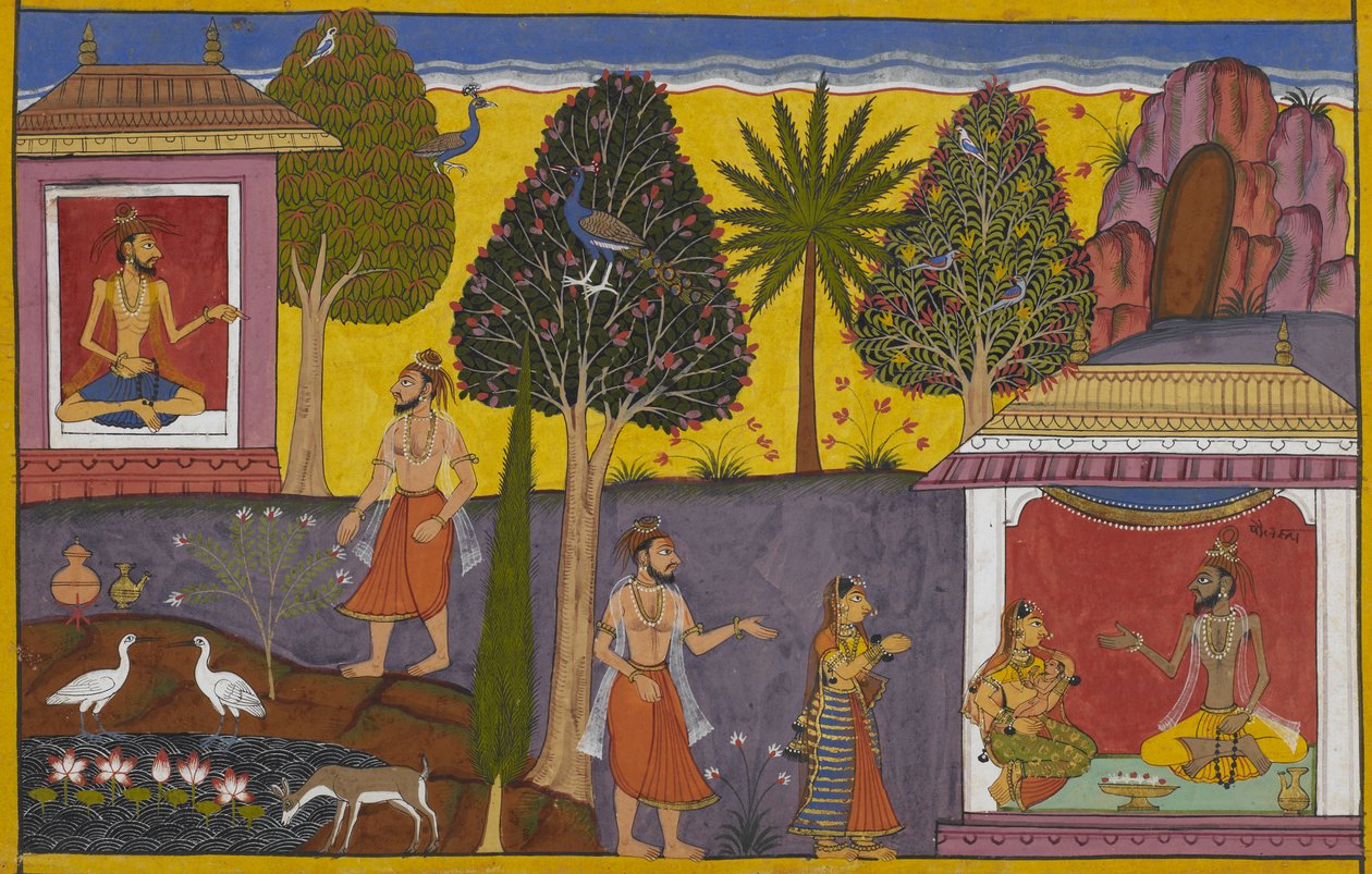 Trinabindu gibt seine Tochter an Poulastya, der sie mit einem Sohn, Vishravas, segnet von Indian School