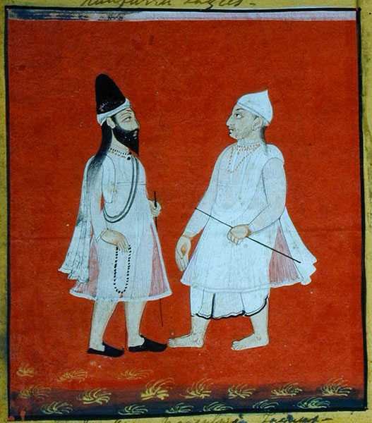 Zwei wandernde muslimische Fakire, Udaipur, ca. 1810-20 (Detail) von Indian School
