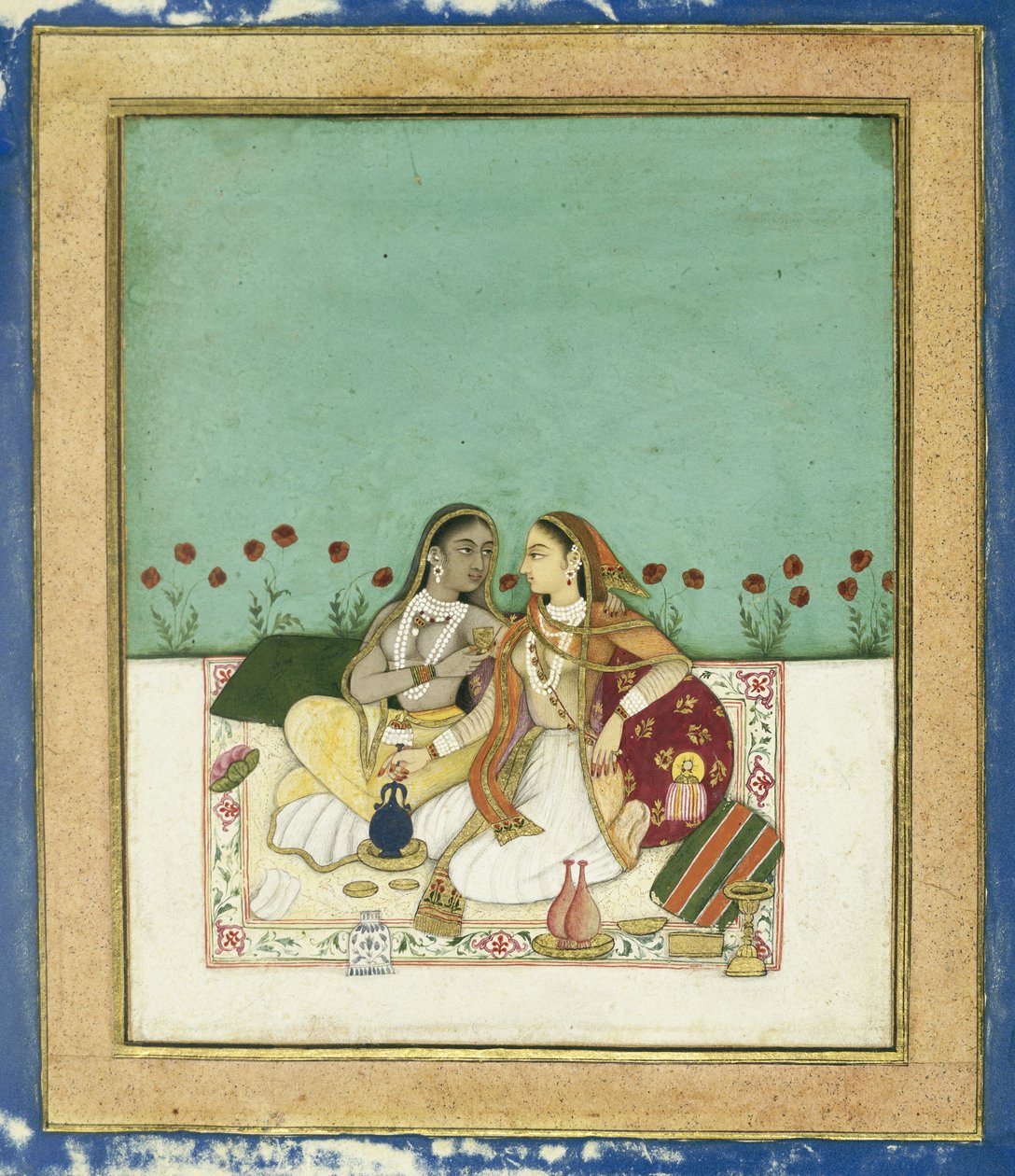 Zwei Frauen auf einer Terrasse, nach 1700 von Indian School