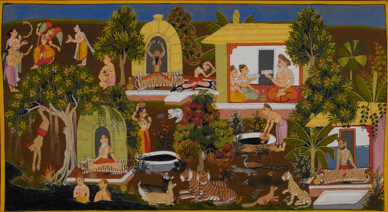 Vishvamitra entdeckt die Einsiedelei des Weisen Vasishtha von Indian School