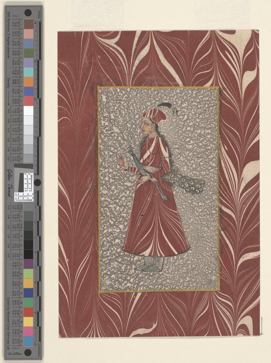 Frau, die einen Pfau hält, Bijapur, ca. 1660 von Indian School