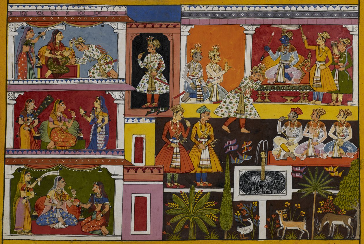 Śatrughna erhält Rāmas Rat, verabschiedet sich von seiner Familie und zieht aus, um gegen Lavana zu kämpfen von Indian School