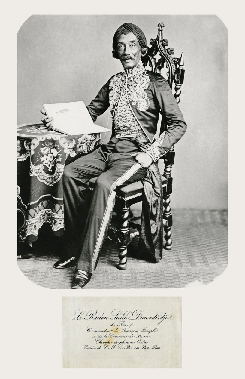 Porträt von Raden Saleh und seine Visitenkarte, ca. 1850-70 von Indonesian School