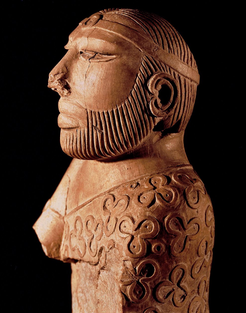 Zivilisation des Industals: Holzbüste des Priesterkönigs. Um 2000 v. Chr. Von der Website Mohenjo-Daro in Pakistan. Nationalmuseum von Pakistan, Karachi. von Indus Valley Civilization