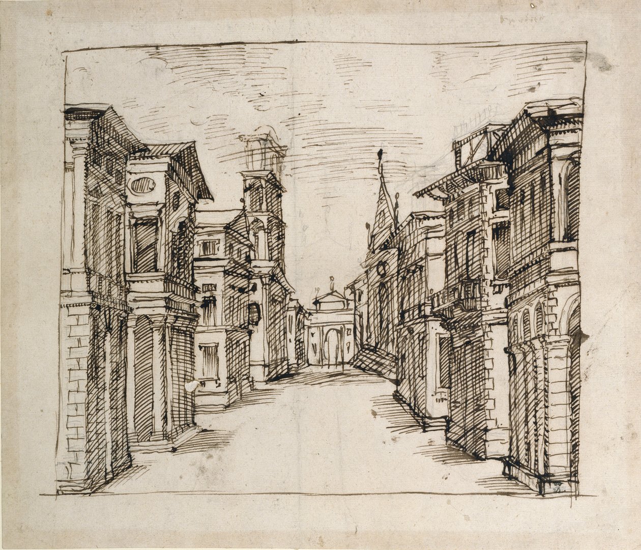 Eine Straße in Perspektive, ca. 1617 von Inigo Jones