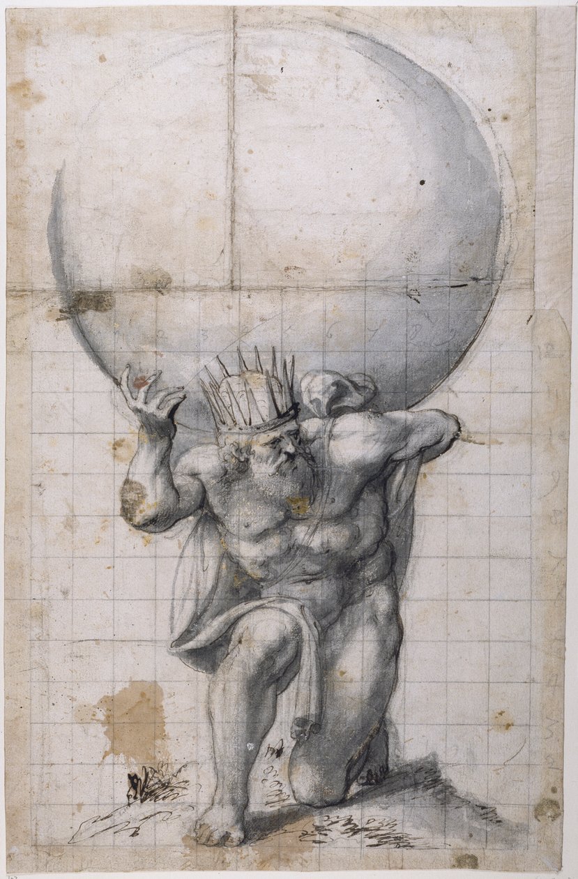 Atlas: Rückseite oder Szene der Erleichterung von Inigo Jones