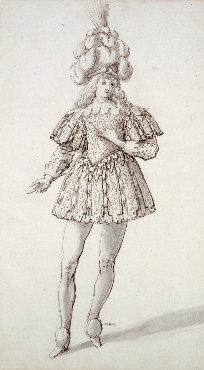 Maskenträger mit Federn und Federbusch von Inigo Jones