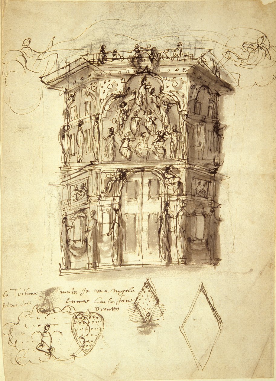 Die Maskerade der Königinnen, Szene 2: Das Haus des Ruhms, ca. 1609 von Inigo Jones