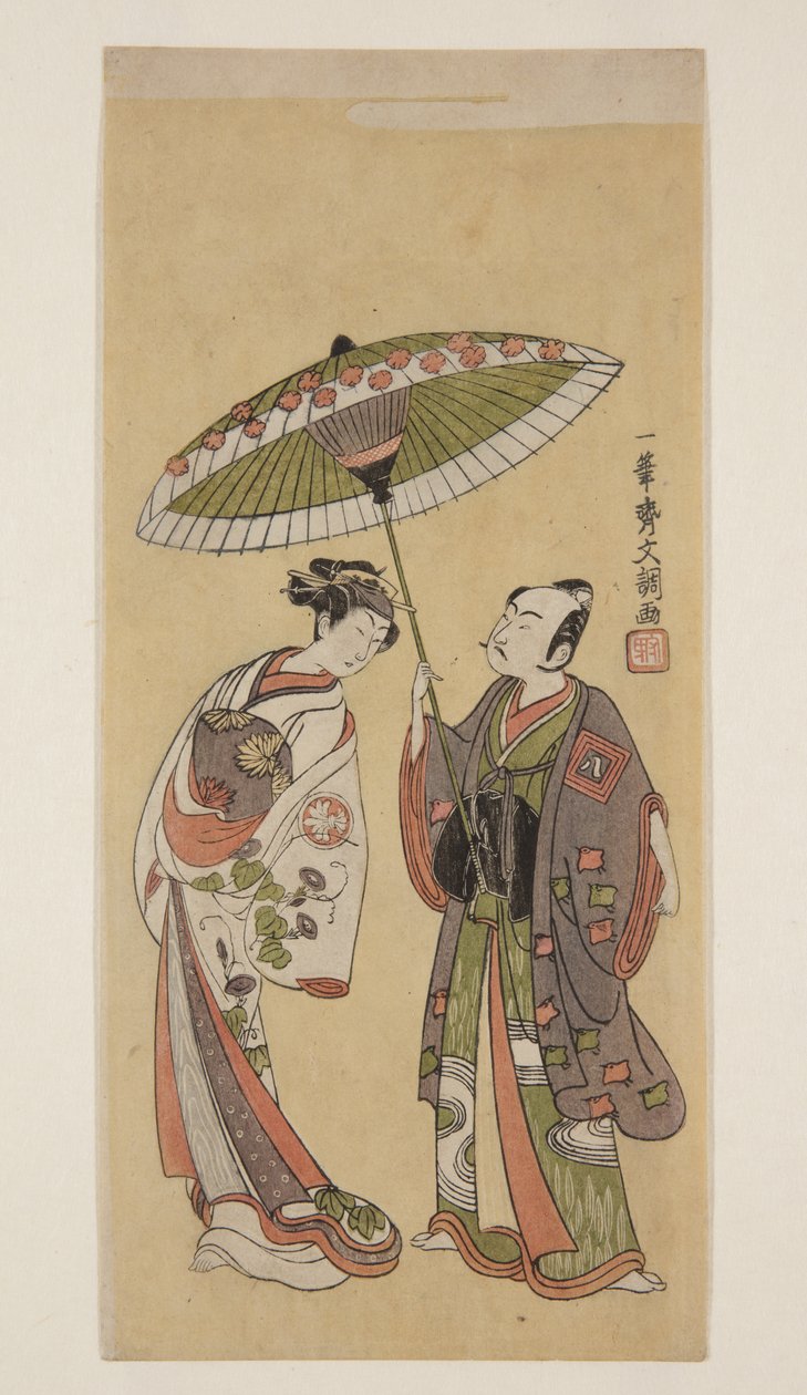 Schauspieler Ichikawa Yaozō II als Soga no Jūrō und Segawa Kikunojō II als Ōiso no Tora von Ippitsusai Bunchō