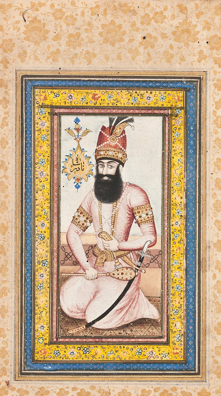 Porträt von Nadir Shah, eines von einem Paar mit Karim Khan Zand, Qajar Iran von Iranian School