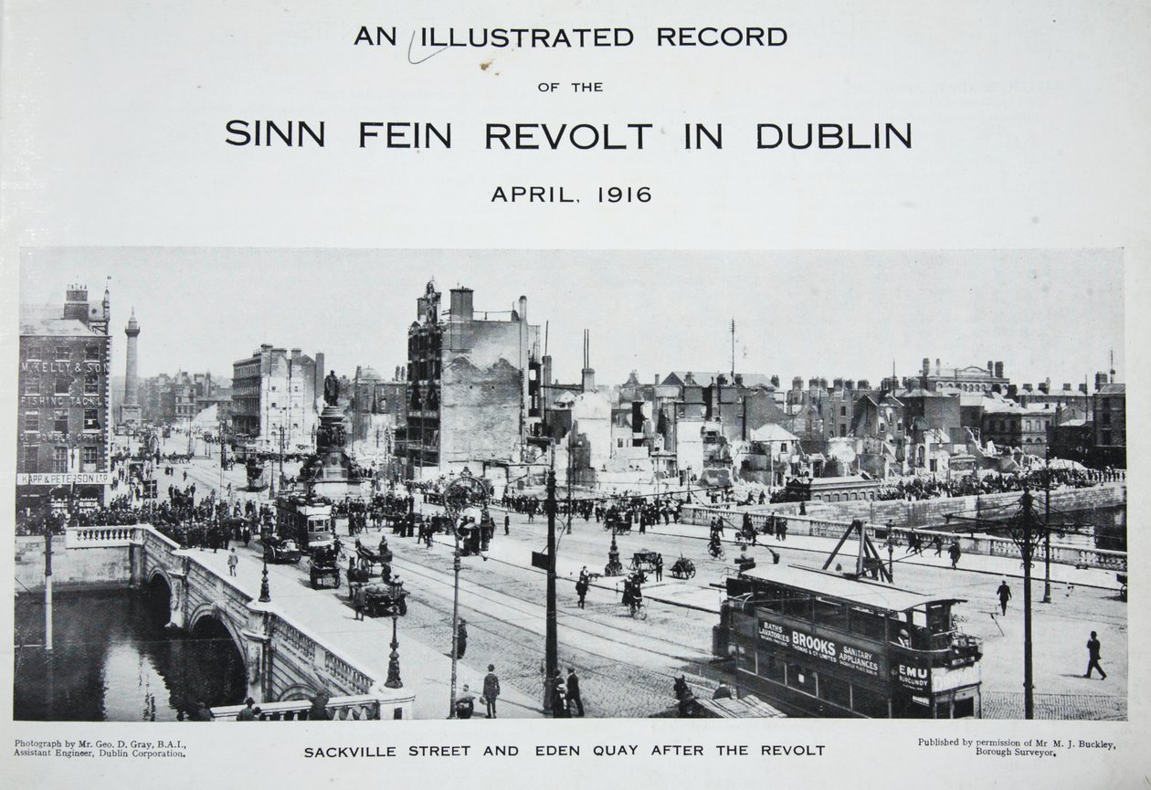 Sackville Street und Eden Quay nach dem Aufstand, aus An Illustrated Record of the Sinn Fein Revolt in Dublin, April 1916 von Irish Photographer