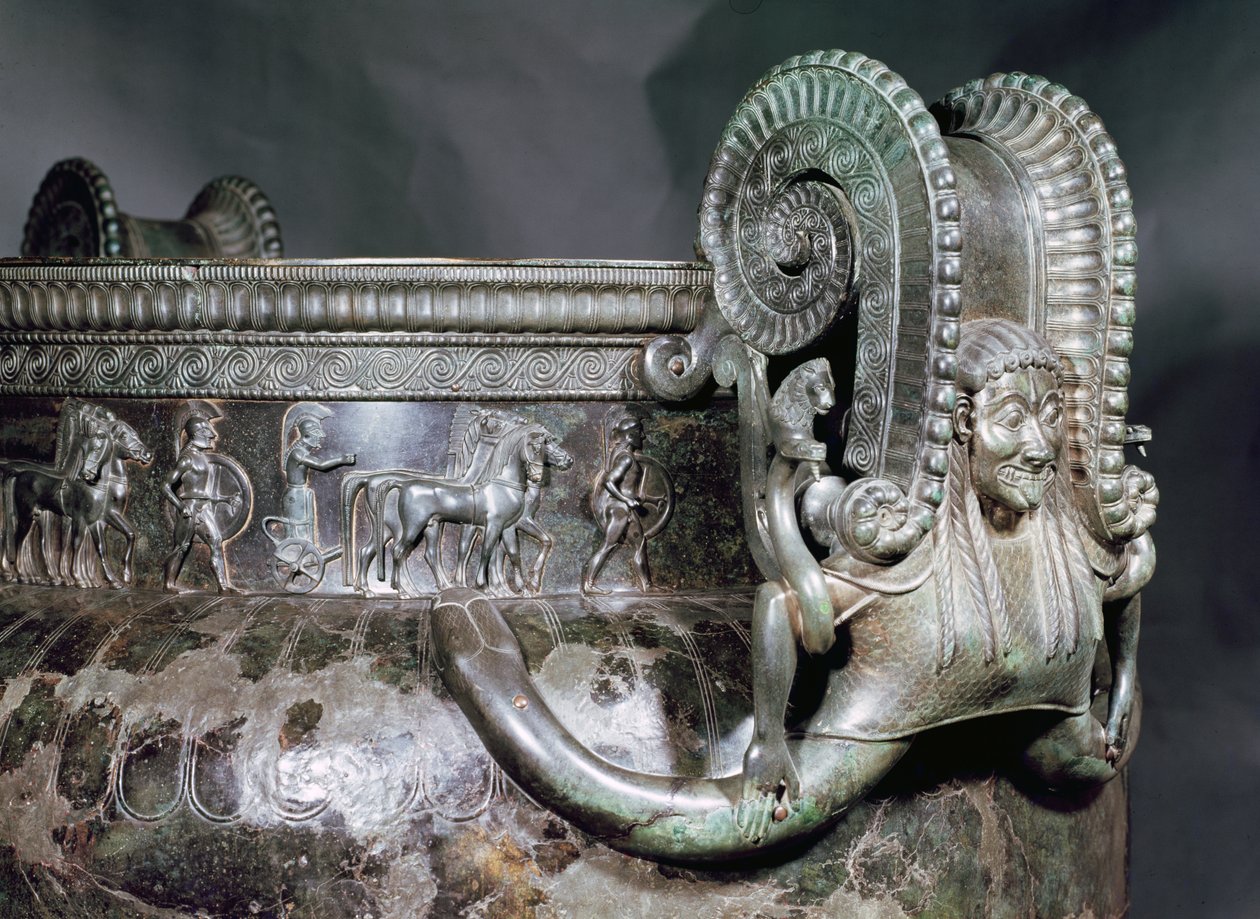 Detail des Gorgonengriffs von einem Krater, aus dem Grab einer Prinzessin von Vix von Iron Age