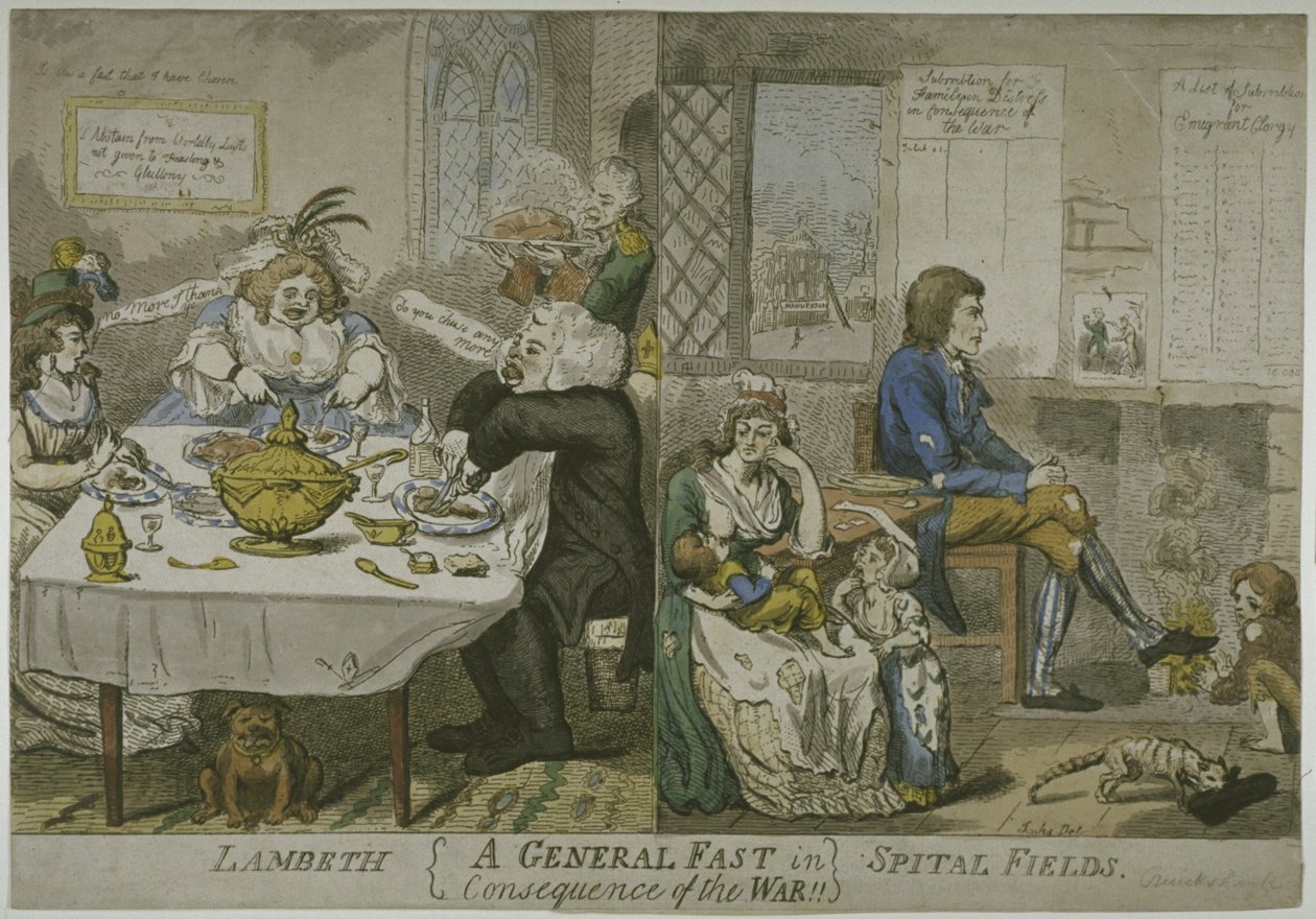Ein allgemeines Fasten aufgrund des Krieges!!, ca. 1794 von Isaac Cruikshank