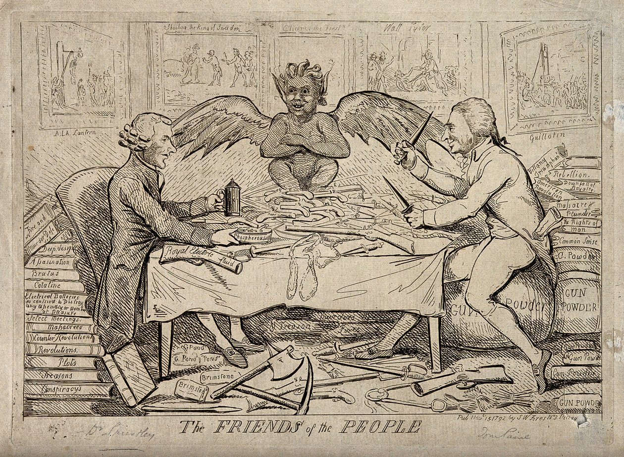Die republikanische Solidarität von Joseph Priestley und Thomas Paine, 1792 von Isaac Cruikshank