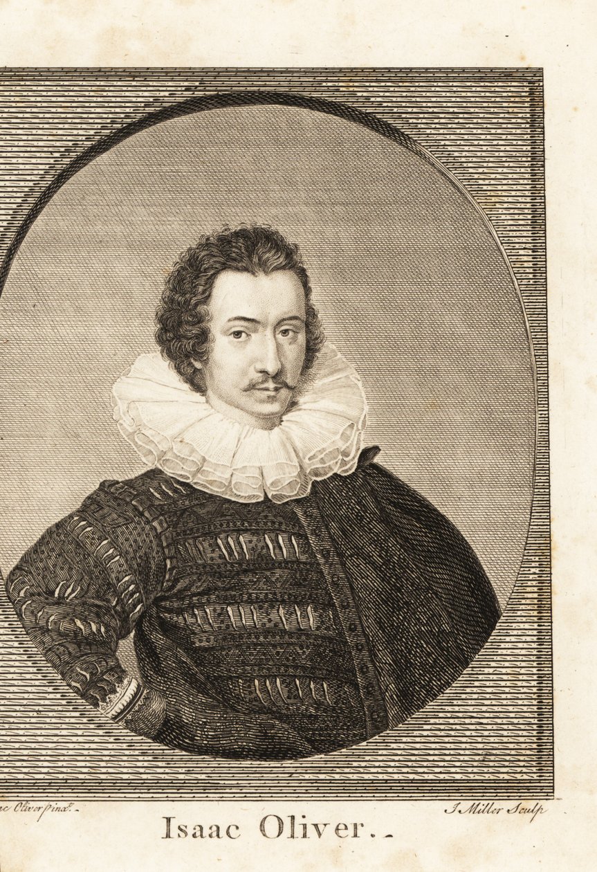 Porträt von Isaac Oliver oder Isaac Olivier, französisch-englischer Miniaturporträtmaler, ca. 1565-1617 von Isaac (after) Oliver