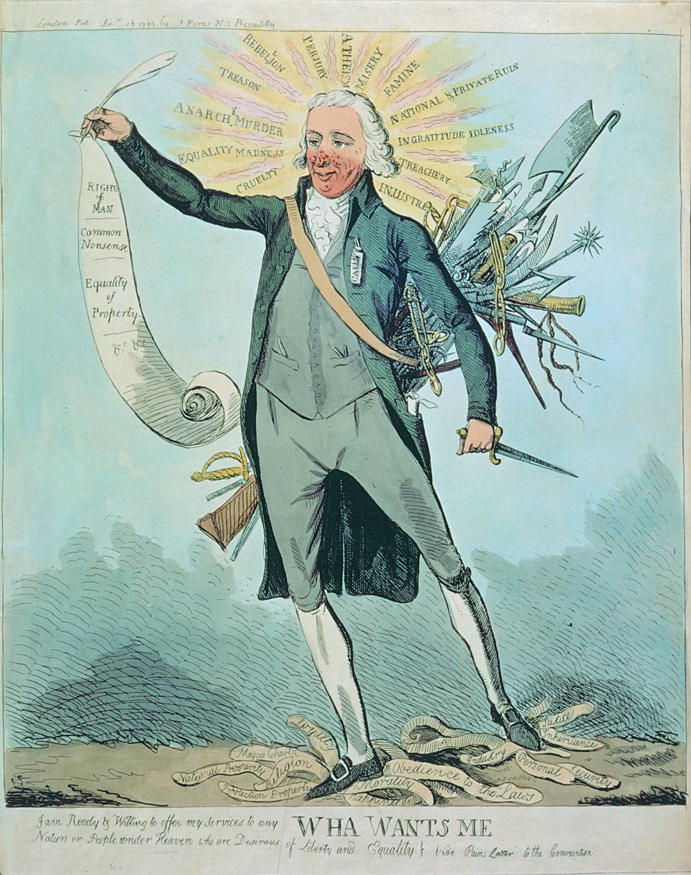 'Wha Wants Me', Karikatur von Tom Paine und den Rechten des Menschen ...