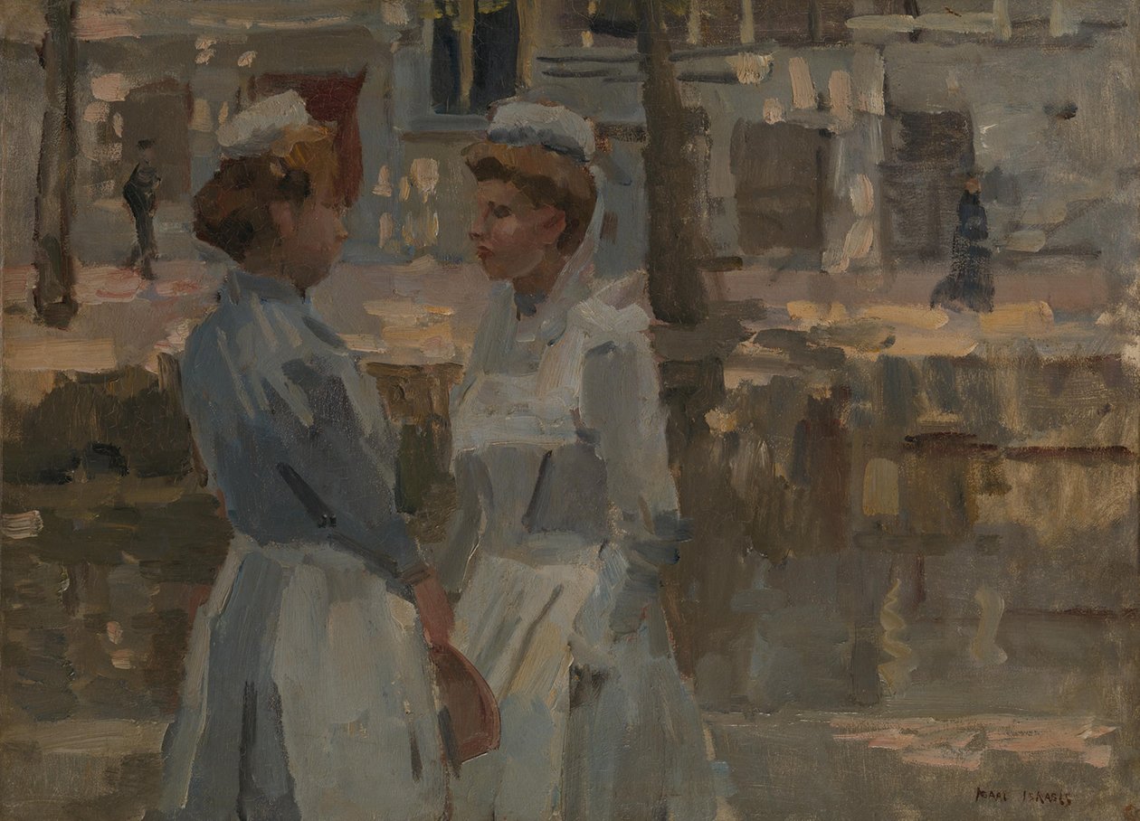 Zwei Dienstmädchen an einem Kanal von Isaac Israels