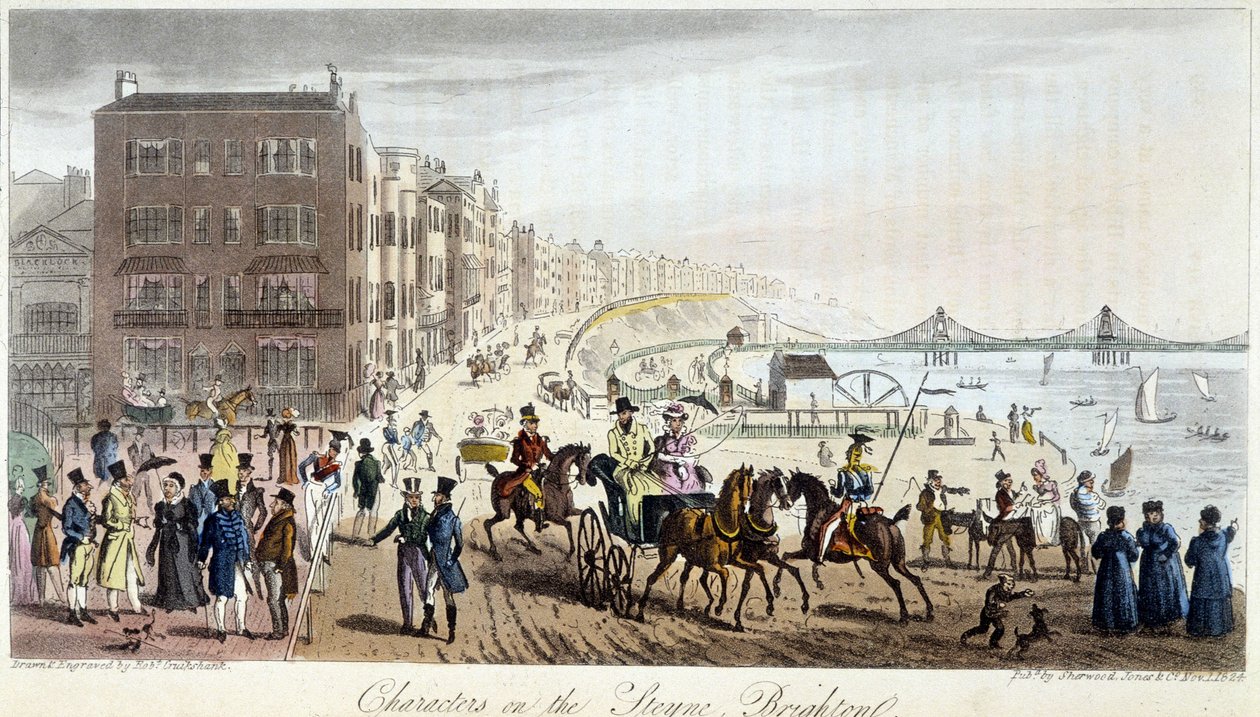 Charaktere in Brighton - in „The English Spy“ von Charles Molloy Westmacott, Zeichnung von Robert Cruikshank, London Edition von Isaac Robert Cruikshank