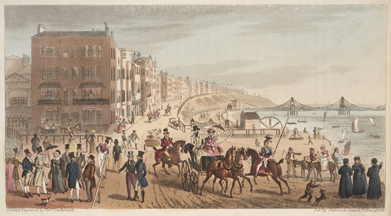Charaktere auf dem Steyne, Brighton, aus The English Spy, veröffentlicht 1824 von Isaac Robert Cruikshank