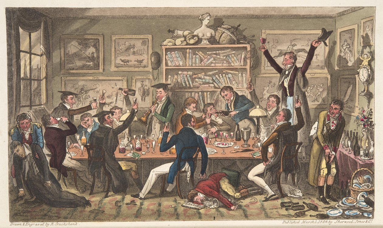Oxford-Transporte, oder Universitäts-Exilanten, aus The English Spy, veröffentlicht London, 1824 von Isaac Robert Cruikshank