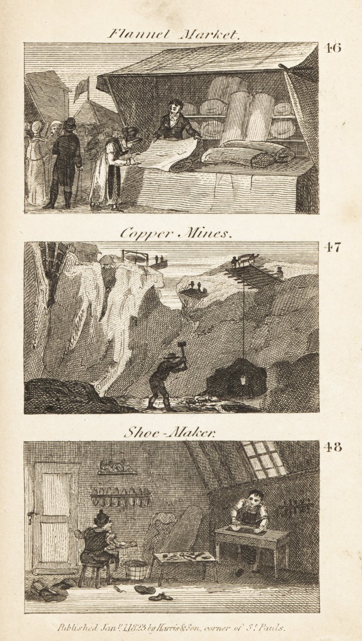 Berufe im Regency-England: Flanellmarkt, Kupferminen und Schuhmacher von Isaac Taylor