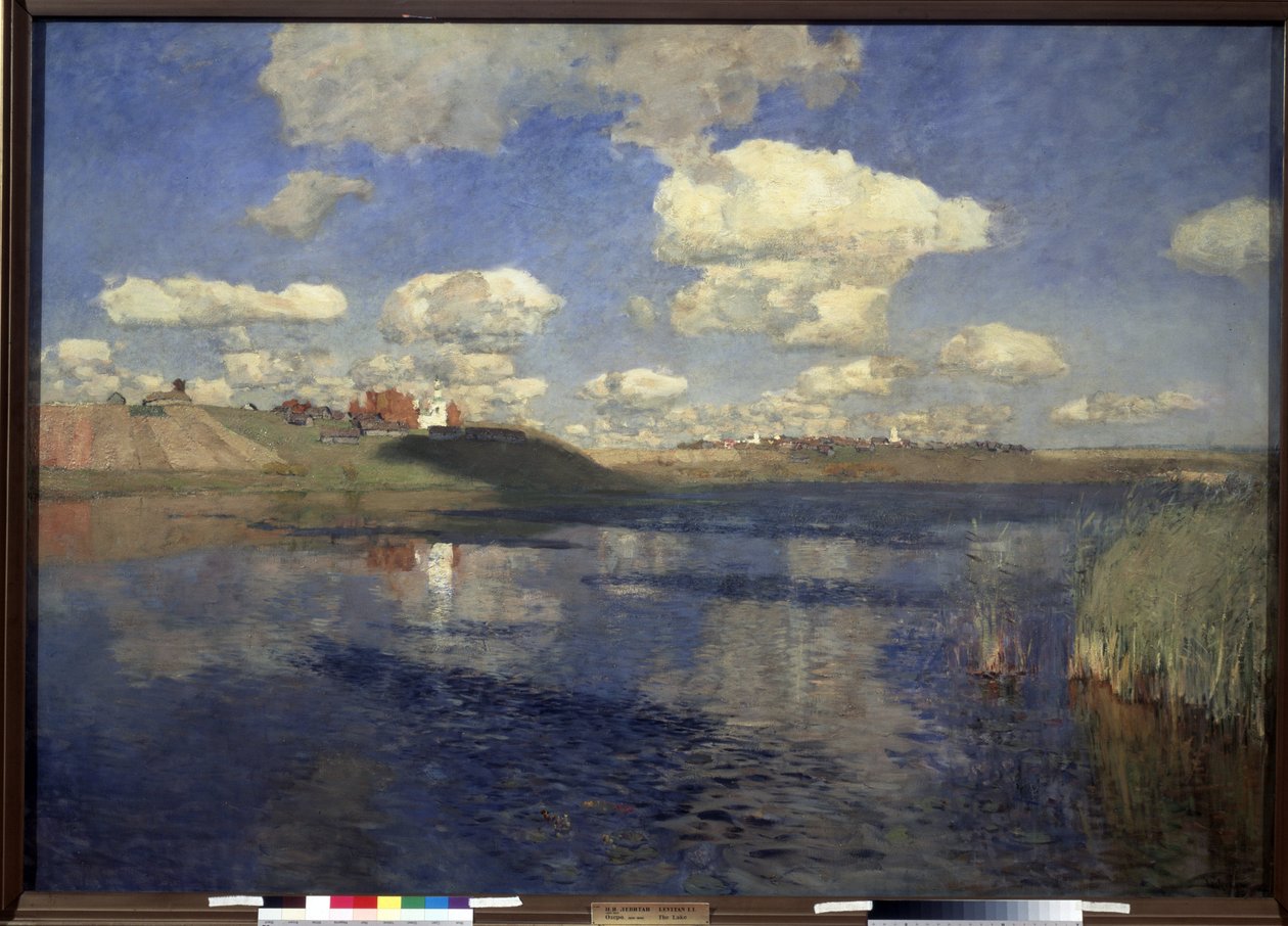 Der See (Ansicht eines Sees mit Schilf, einem Dorf und Feldern) von Isaak Ilyich Levitan