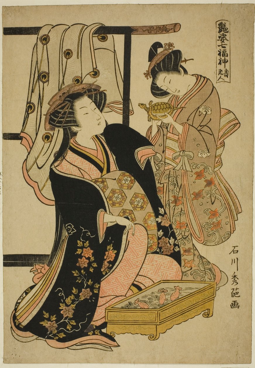 Jurojin, aus der Serie "Die sieben Glücksgötter (Adesugata Shichifukujin)" von Ishikawa Toyonobu