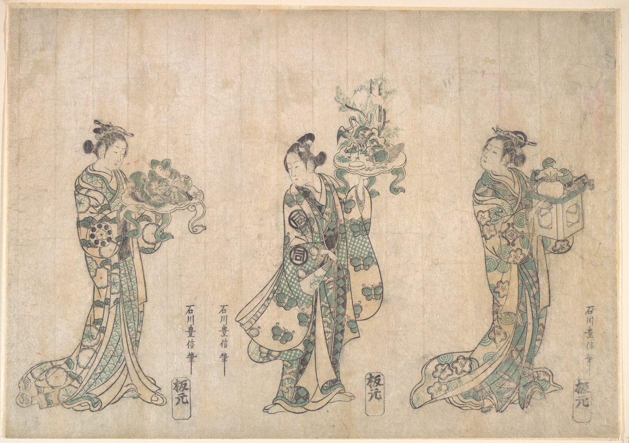 Drei Schauspieler von Ishikawa Toyonobu