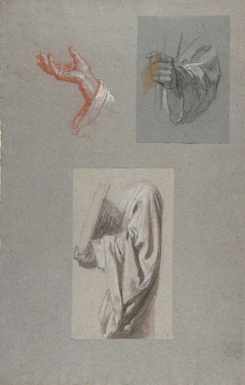 Hand von Saint Remi, Draperiestudie für Akolyth, der ein Buch hält (19. Jh.) von Isidore Pils