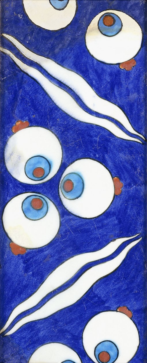 Eine Iznik-Keramik-Bordüre, mit kräftigen Cintamani-Dreifachrundeln und gepaarten Wellen von Islamic School