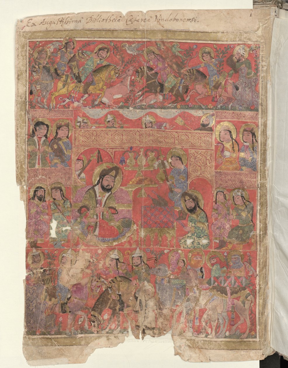 Vollseite: Miniatur: Widmungsbild: Links ein Herrscher, der Patron des Manuskripts (Miniatur) von Islamic School