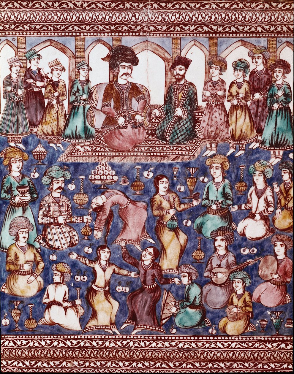 Islamische Kunst: Musiker und Tänzer am Hof von Nasser-al-Din von Islamic School