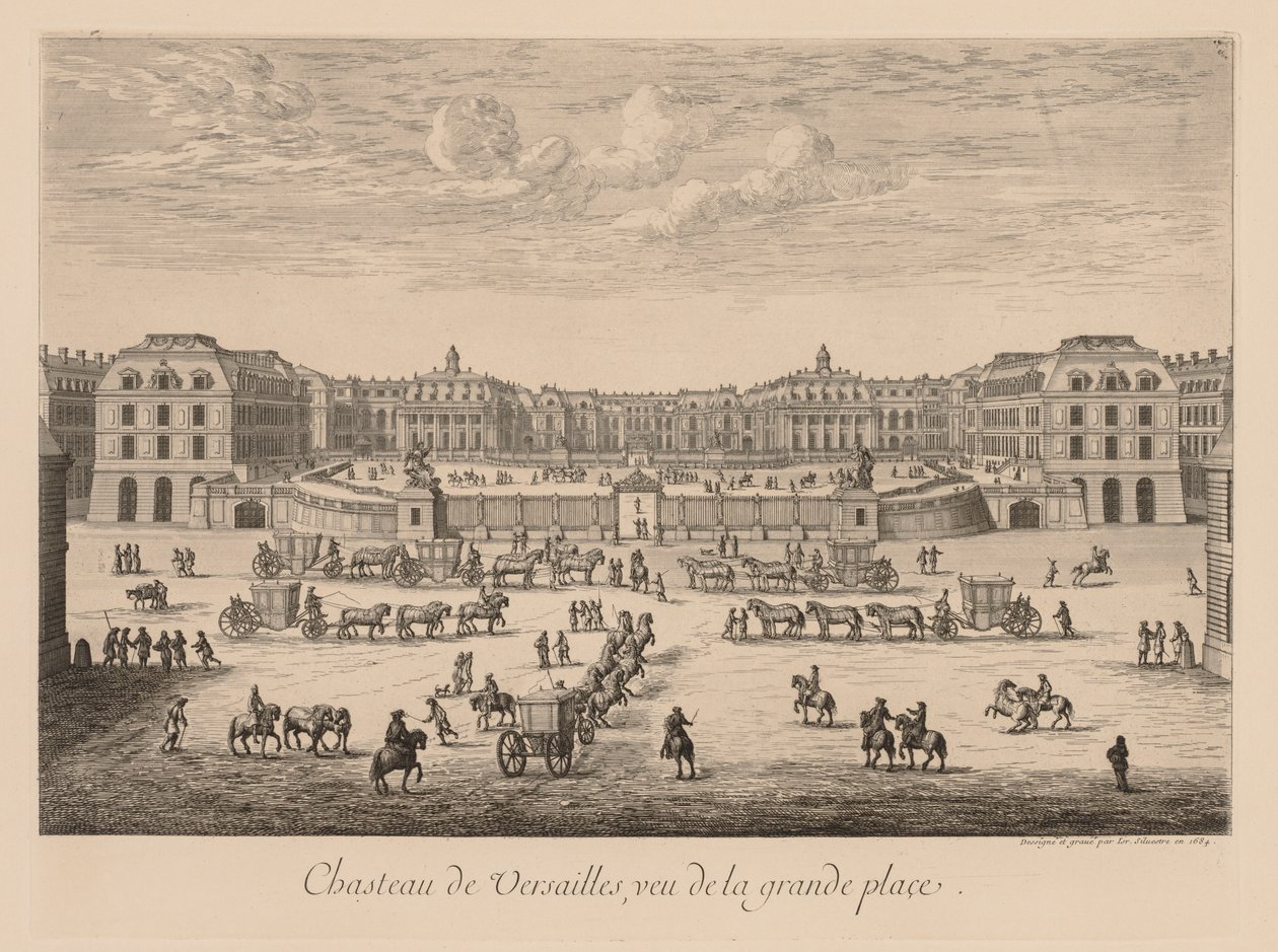 Ansicht des Schlosses von Versailles, vom Hauptplatz von Israël Silvestre