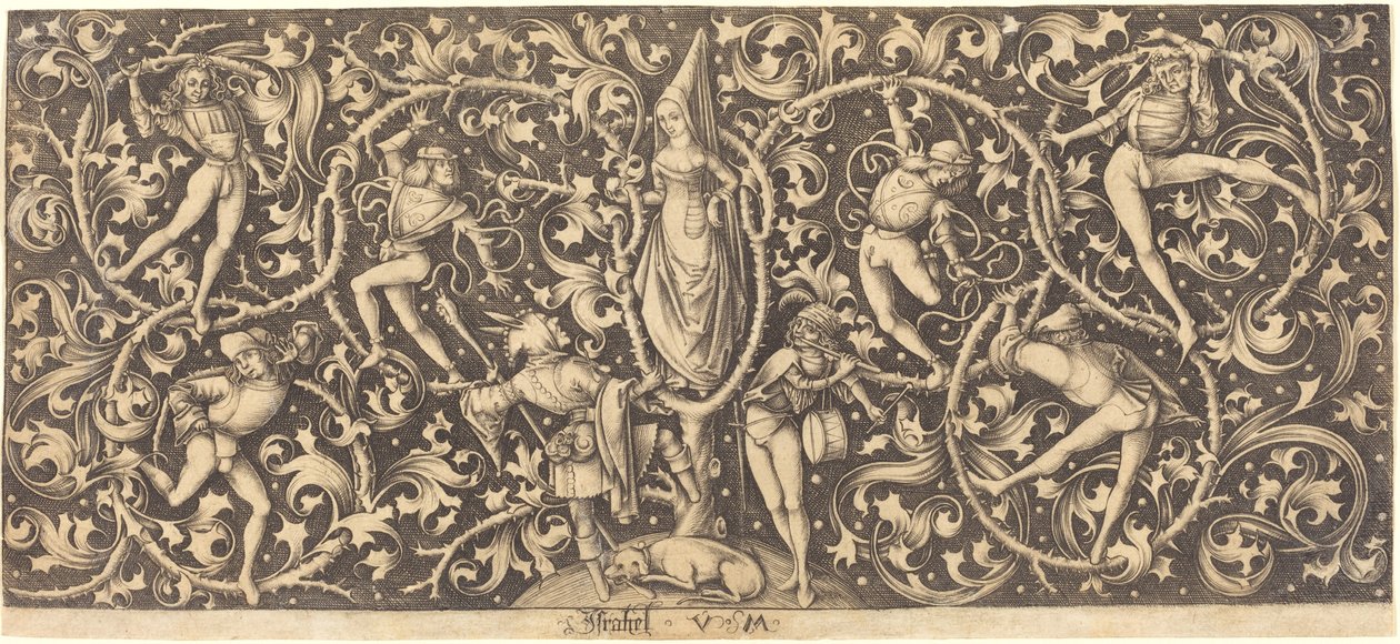 Ornament mit Morris-Tänzern von Israhel van Meckenem