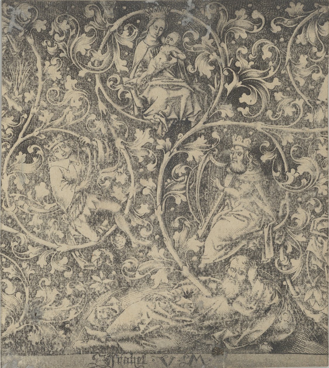 Ornamentale Gravur mit dem Baum Jesse von Israhel van Meckenem