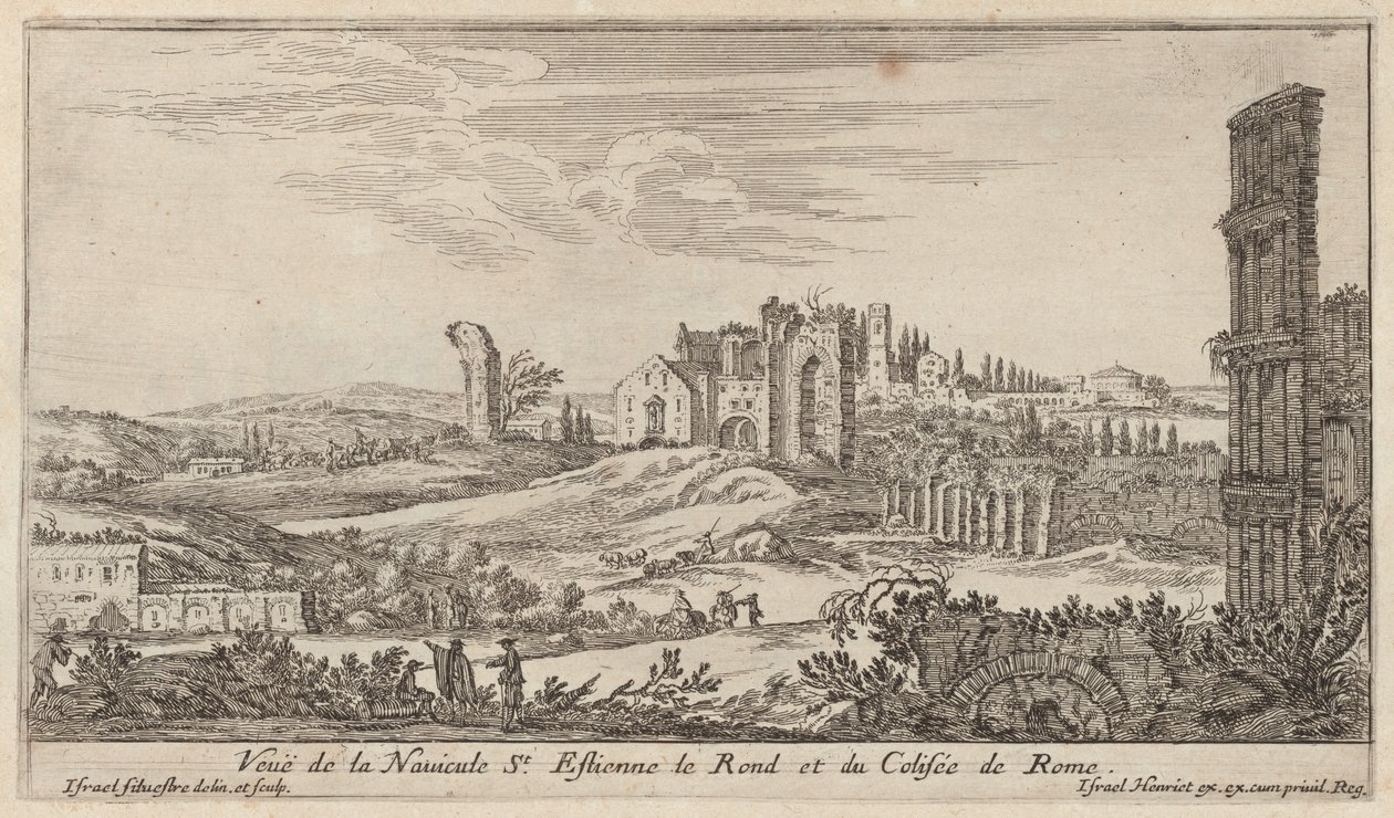 Ansicht der Navicule St. Estienne le Rond und des Kolosseums in Rom von Israël Silvestre