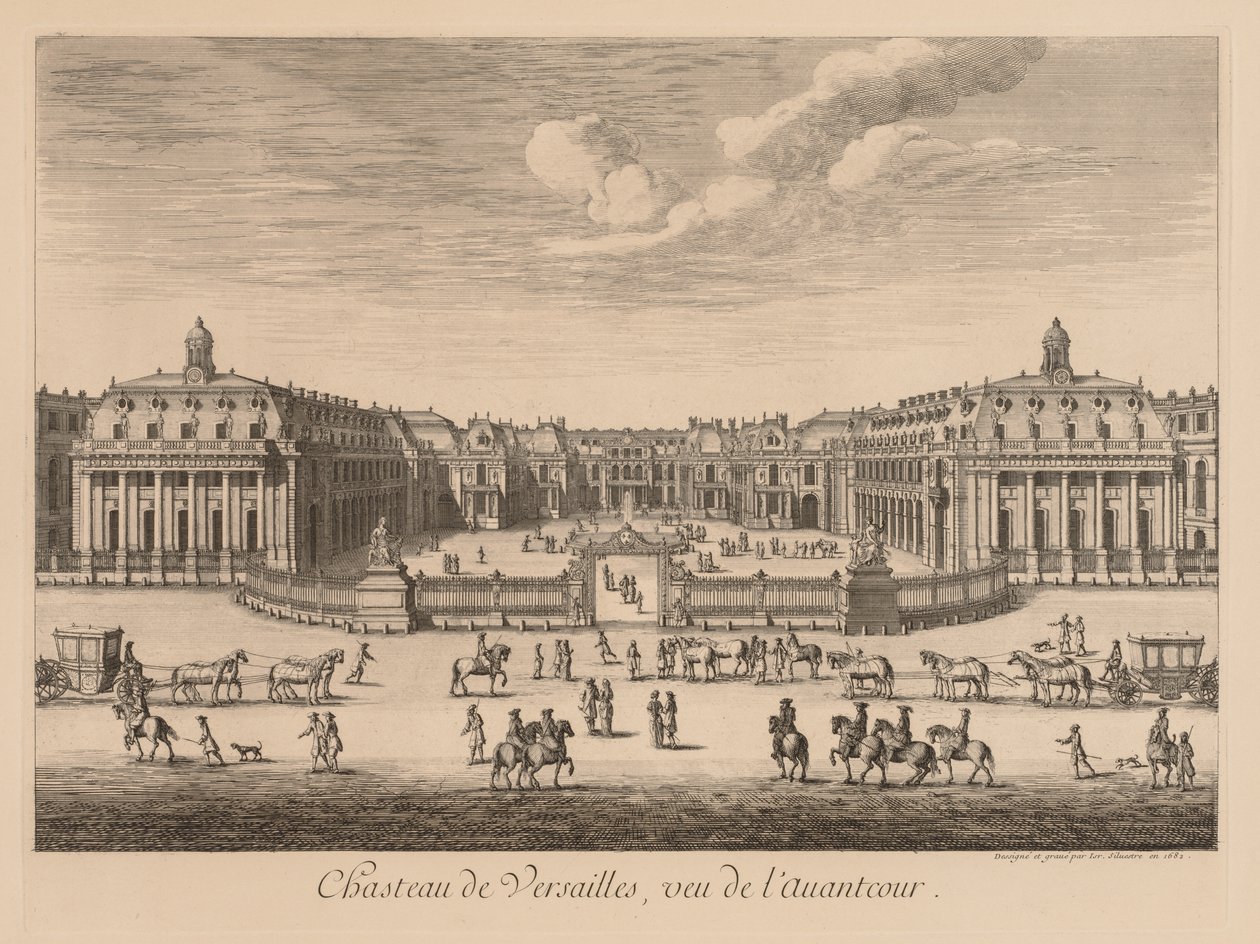 Vue du Château de Versailles, vu de lavant-cour von Israël Silvestre