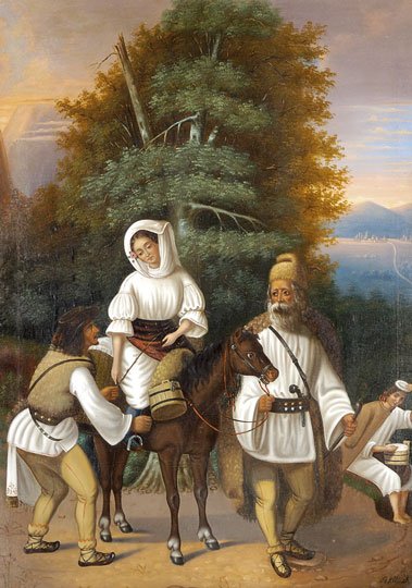 Rumänische Familie auf dem Weg zum Jahrmarkt von István Szkicsák Klinovszky