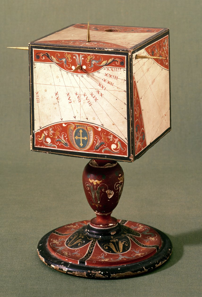 Kubische Sonnenuhr, die die Zeit in alten italienischen, babylonischen und jüdischen Stundensystemen zeigt, Florentinisch, ca. 1560 von Italian School
