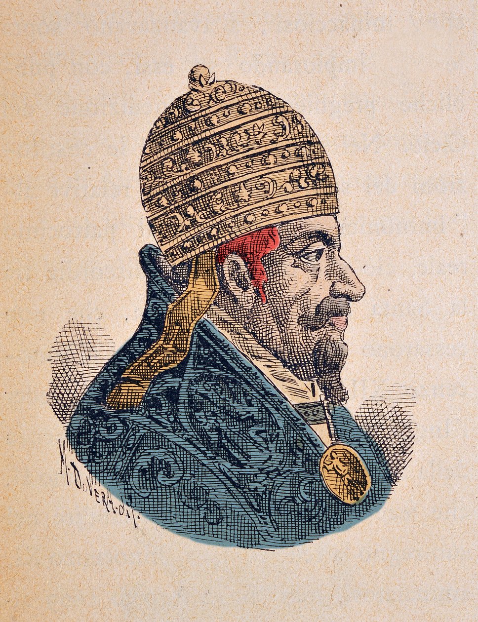 Porträt von Papst Clemens X (1670-1676) (1898, kolorierte Gravur) von Italian School
