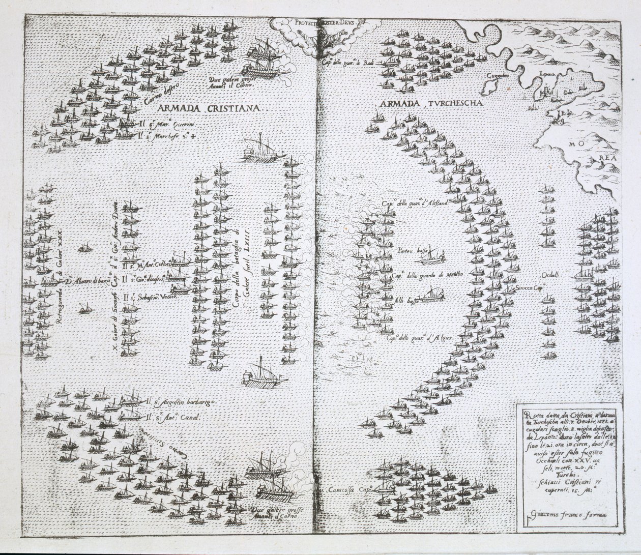 Die Flotten stehen sich gegenüber, Illustration aus Giacomo Francos Habiti d