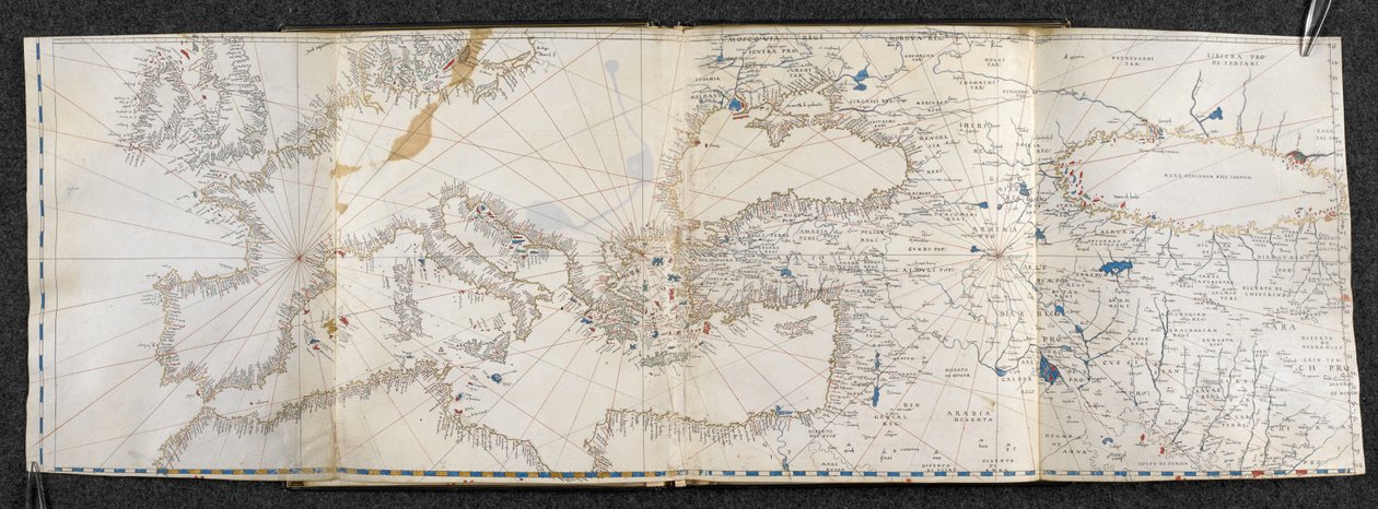 Karte von Europa und Asien. Portolano, in einundzwanzig Karten, von Ländern in beiden Hemisphären (Pergament) von Italian School