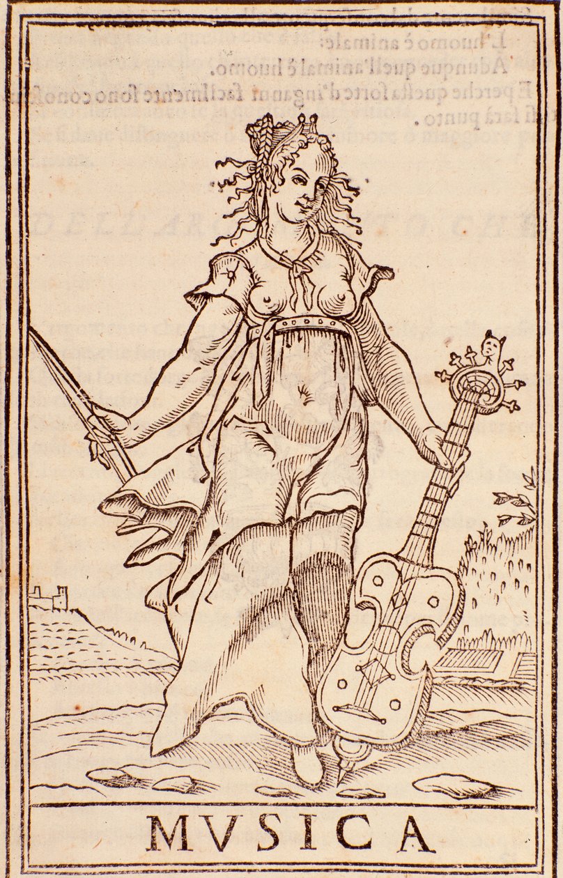"Allegorie der Musik" Seite aus "Somma di tutte le scienze" Essay von Aurelio Marinati (16. Jahrhundert) von Italian School