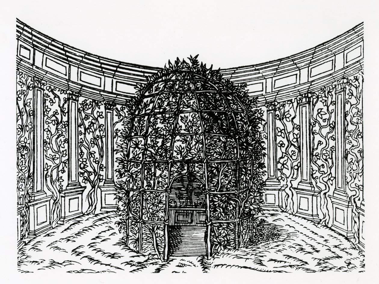 Ein Laubengang, aus Hypnerotomachia Poliphili, zugeschrieben Francesco Colonna, veröffentlicht 1499 von Italian School