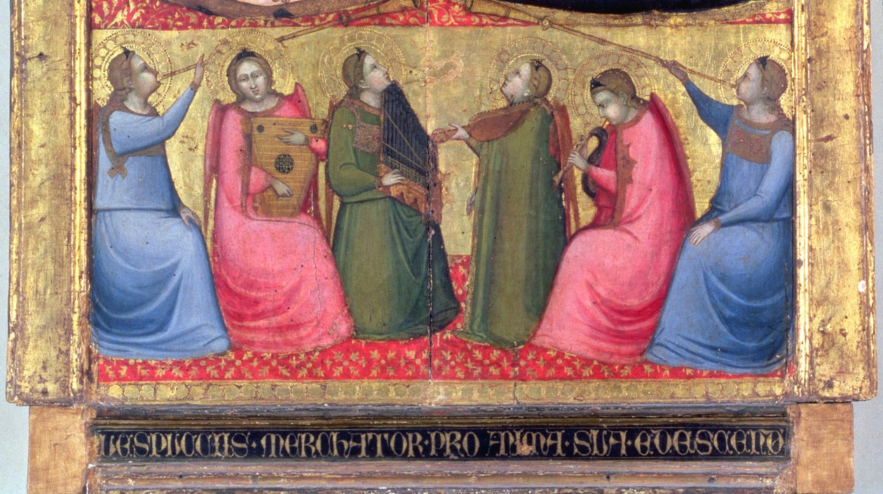 Engel spielen Musikinstrumente (Detail) von Italian School