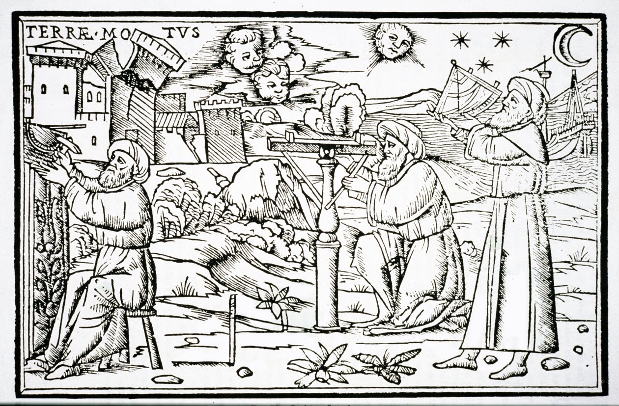 Arabische Astrologen, Kopie einer Illustration aus In Somnium Sciopinis von Macrobius, Venedig 1513, verwendet in einer Geschichte der Magie, veröffentlicht im späten 19. Jahrhundert von Italian School