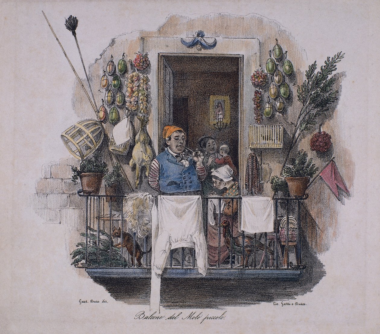Balkon am kleinen Pier in Neapel, Italien, 19. Jahrhundert von Italian School