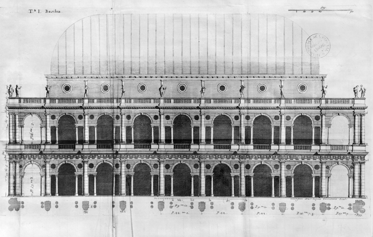 Basilica Palladiana in Vicenza, entworfen von Andrea Palladio (1508-80) von Italian School