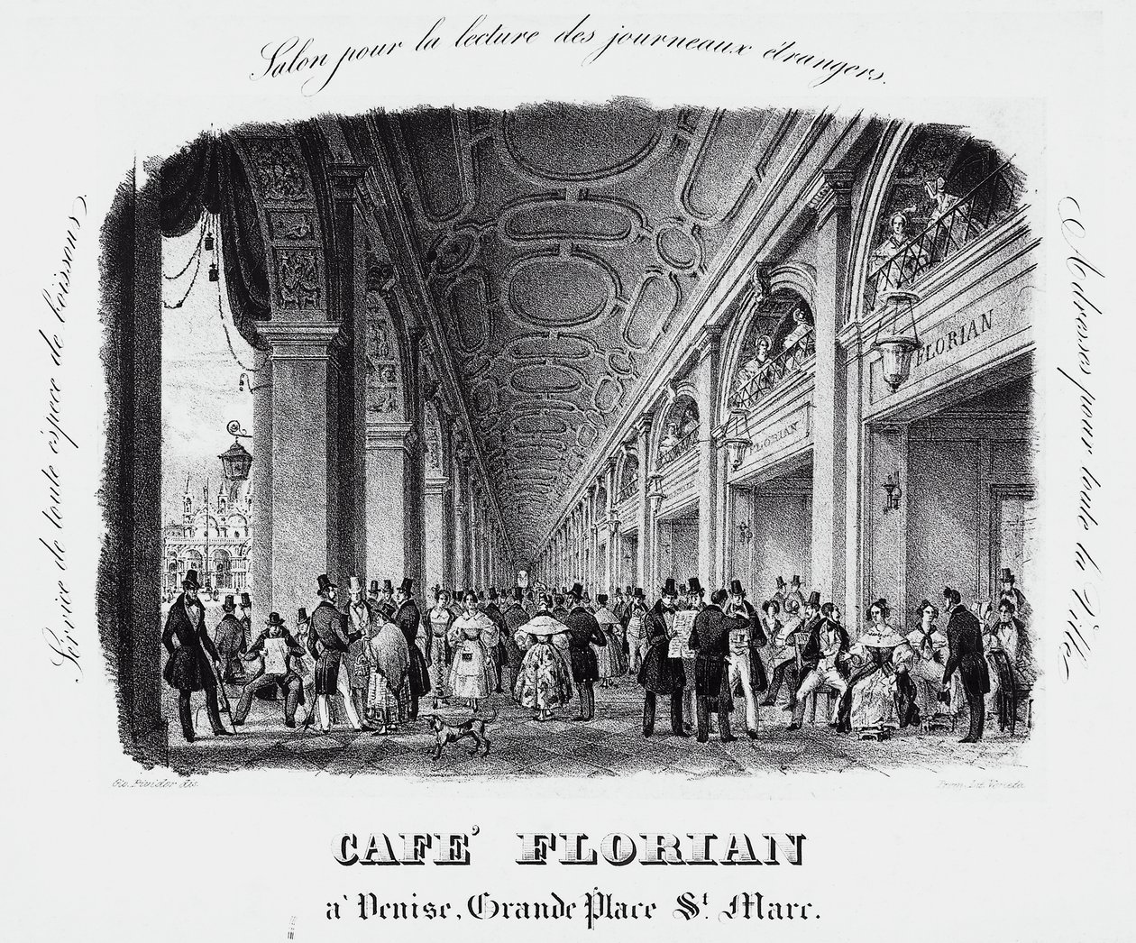 Caffe Florian auf dem Markusplatz in Venedig, Gravur, Italien von Italian School
